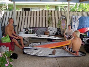 c-wach-aus-pt1-2 Downtime in Noosa... Check out the 5`0 BD3 and 10`0 CJ Nelson Aviso with custom artwork in the background